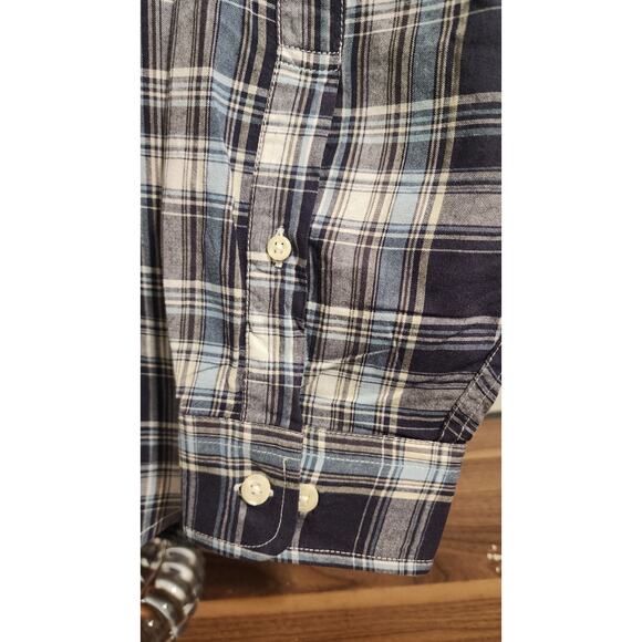 Brooks Brothers 346 S XL Grey/Blue Plaid LS Button-down Shirt Cotton - Picture 5 of 6